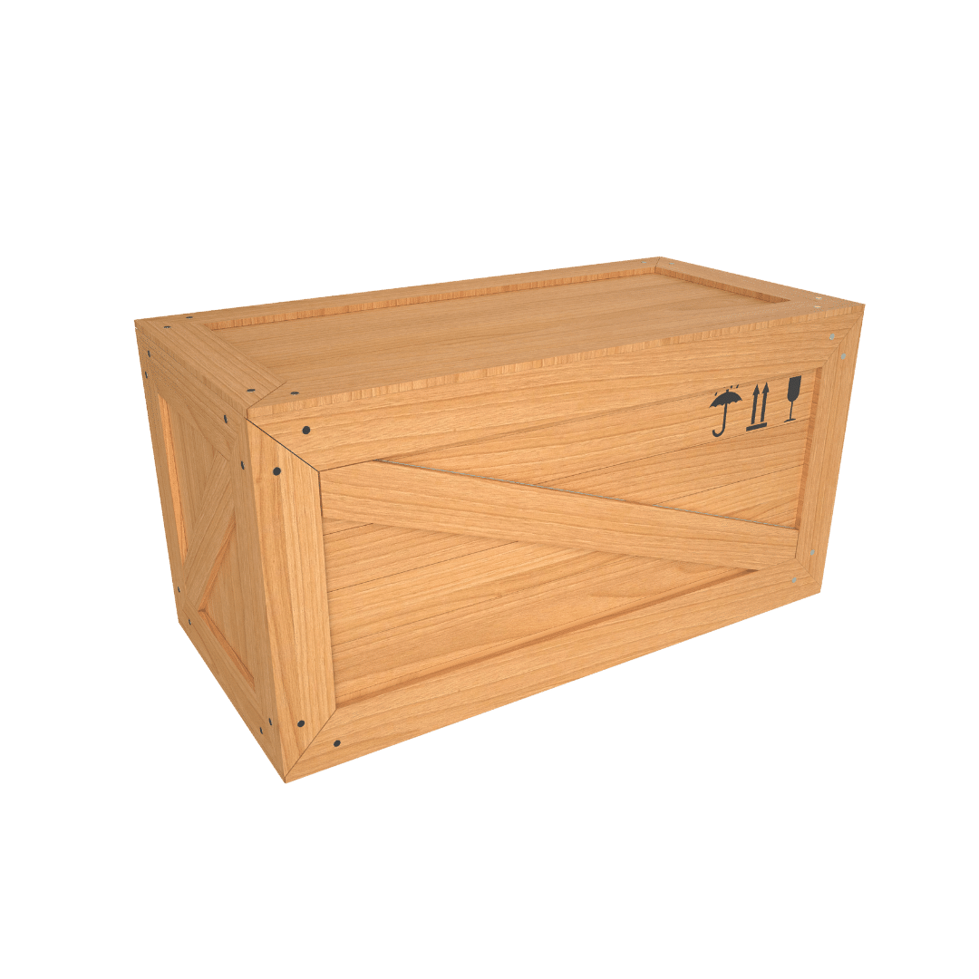 Cassa di legno con simboli di fragilit&agrave;.