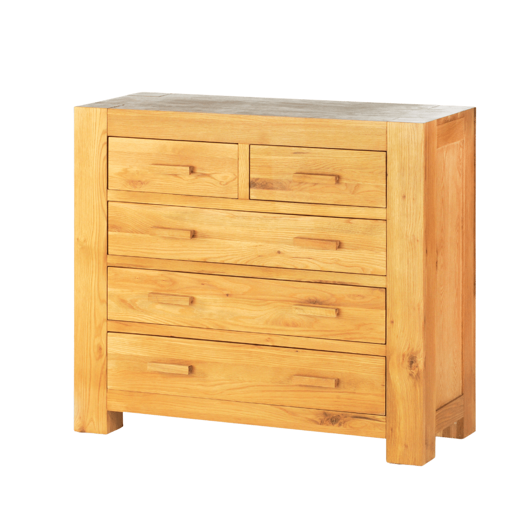 Cassettiera in legno con cinque cassetti.